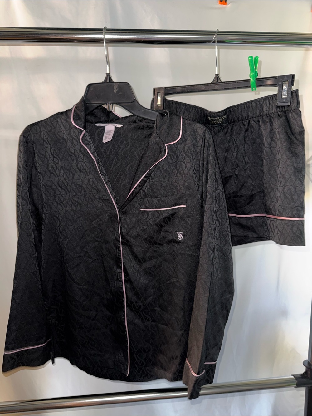 3 Piece Victoria's Secret Black and Pink Pajama Set